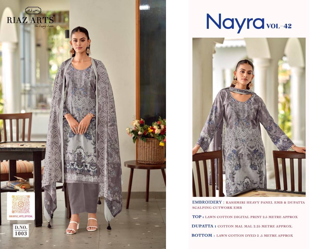 NAYRA VOL 42 By RIAZ ARTS 1001 To 1008 Series Beautiful Festive Suits Stylish Fancy Colorful Casual Wear & Ethnic Wear Pure Cotton Print Dresses At Wholesale Price